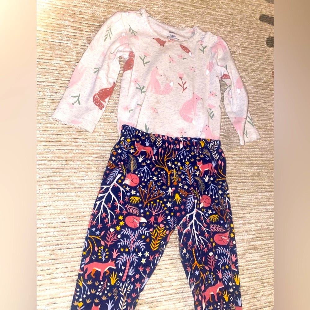 Carter's Pink, Gray , and Navy Matching Fox Set